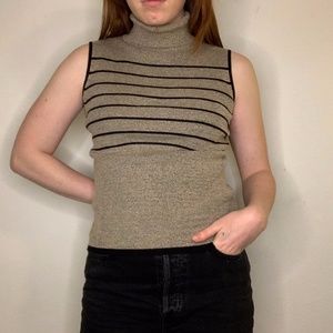 EMMA JAMES turtleneck striped sleeveless top